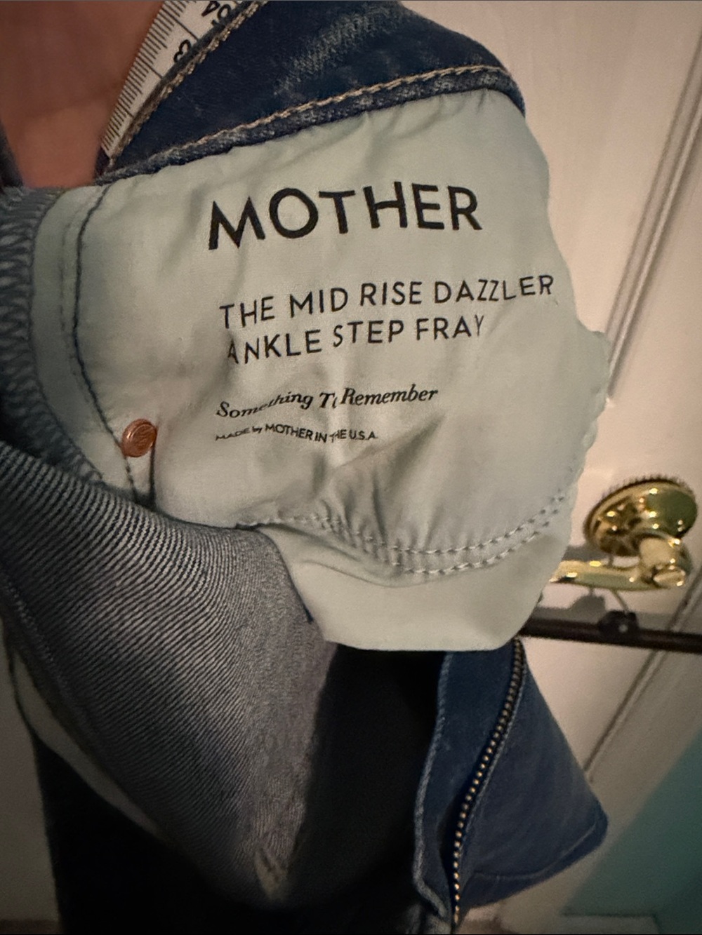 MOTHER The Mid Rise Dazzler Ankle Step  Fray Jeans in Med- Dark Blue Size 24 - Picture 7 of 9